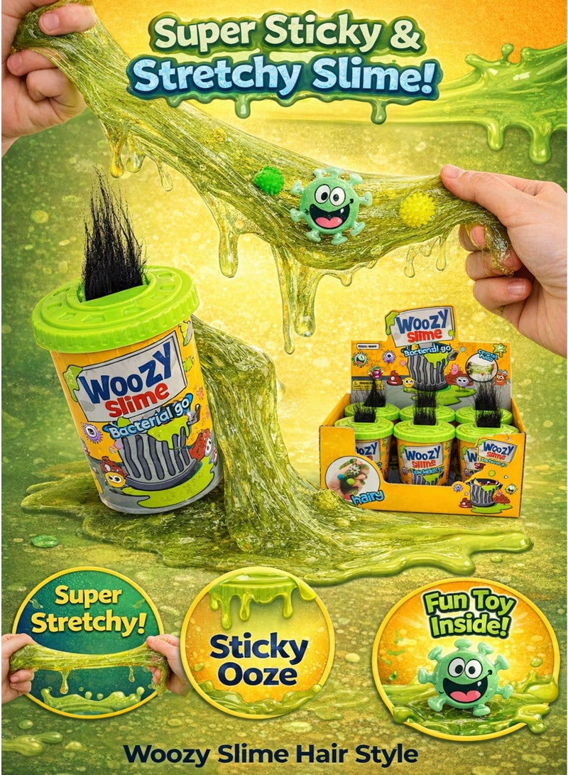 Greateam Woozy Slime Hair Style for Kids  Set of 6 Pcs Display Box Woozy Slime “Bacterial go” Hairy Crystal Putty Ooze Slime Toy Super Sticky & Super Stretchy Green Slime with Hair Effect Spiky Sensory Balls + Cute Germ Character Toy Funny Gross Slime Party Fidget Sensory Play Toy for Boys & Girls Ages 3+ (Kids Slime Putty Toy Set) Kids Educational Learning Toy Best Gift for Ramadan - Image 3